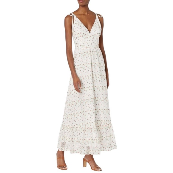 Dress the Population Sunny Days Floral Embroidered White Gown NWT Large - Picture 1 of 8